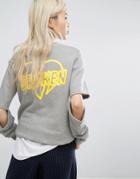 Stylenanda Oversized Sweatshirt With Cut Out Elbow - Gray
