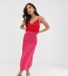 Never Fully Dressed Satin Cami Dress With Lace Bust Detail In Pink - Pink