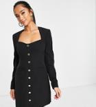 Ever New Petite Gold Button Blazer Mini Dress In Black