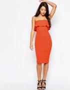Asos Texture Bandeau Ruffle Midi Dress-multi