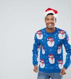 Asos Tall Holidays Sweater With Fluffy Snowman - Multi
