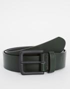 Asos Belt In Khaki Faux Leather With Black Buckle - Khaki