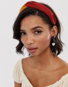 Asos Design Headband In Mixed Woven Fabrics In Rust - Red