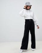 Asos Design Wide Leg Pants With D-ring Belt Detail - Black