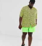 Asos Design Plus Swim Shorts In Neon Green Short Length