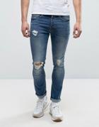 Loyalty And Faith Distressed Skinny Stretch Ripped Dylan Jeans In Midwash - Blue