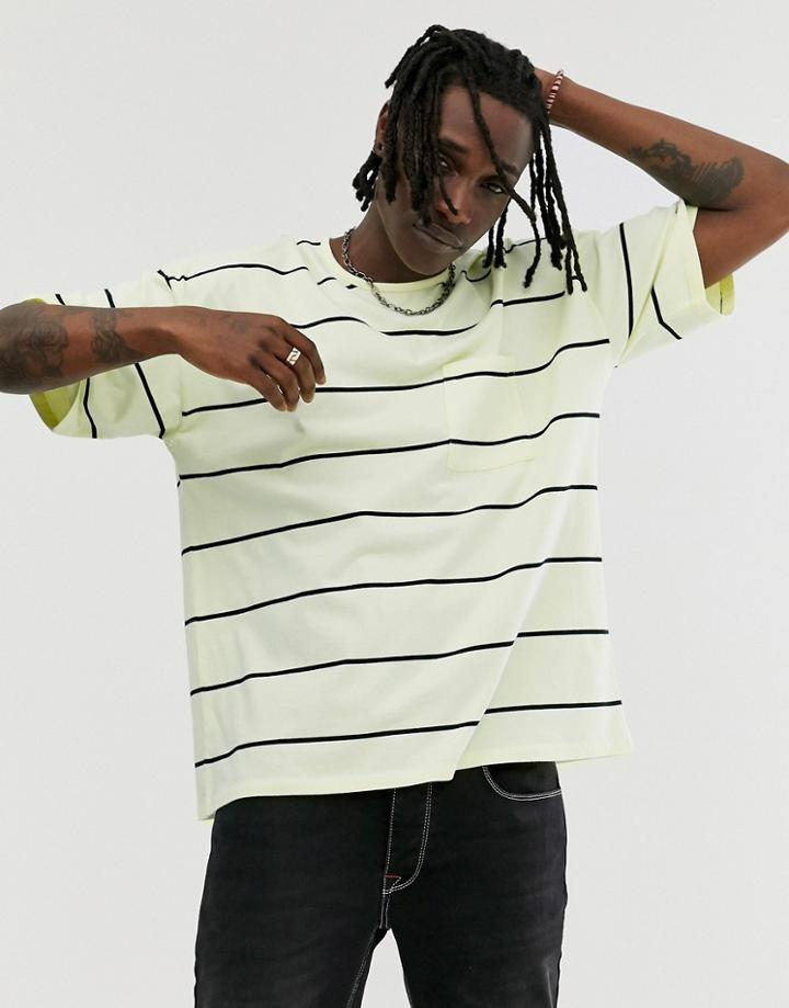 Heart & Dagger Striped T-shirt In Pale Yellow - Yellow