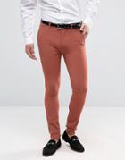 Asos Super Skinny Suit Pants In Coral - Tan
