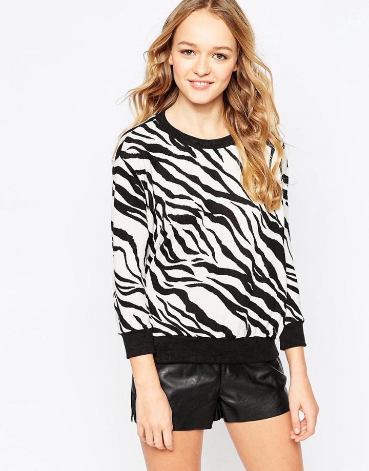 Madam Rage Sweater In Zebra Print - Black