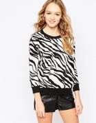 Madam Rage Sweater In Zebra Print - Black