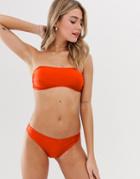 Luxe Palm Mix And Match Bandeau Bikini Top In Red - Red