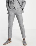 French Connection Slim Fit Prince Of Wales Plaid Pants-gray