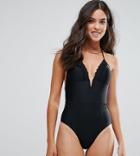 South Beach Lace Trim Swimsuit - Black