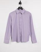 Weekday Jannike Cotton Blend Jersey Shirt In Dusty Purple - Purple