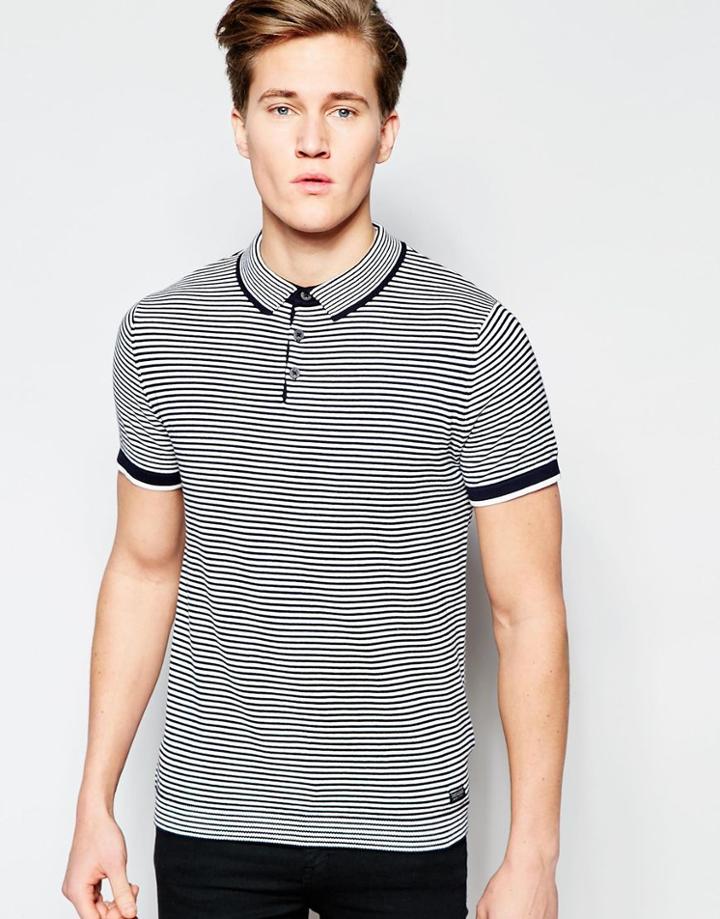 Threadbare Phoenix Stripe Polo - Navy