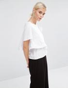 Zacro Boxy T-shirt With Frill Wrap Detail - White
