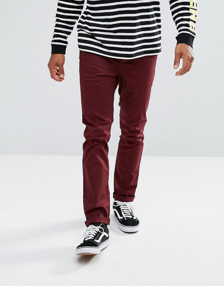 Asos Slim Chinos In Dark Burgundy - Red