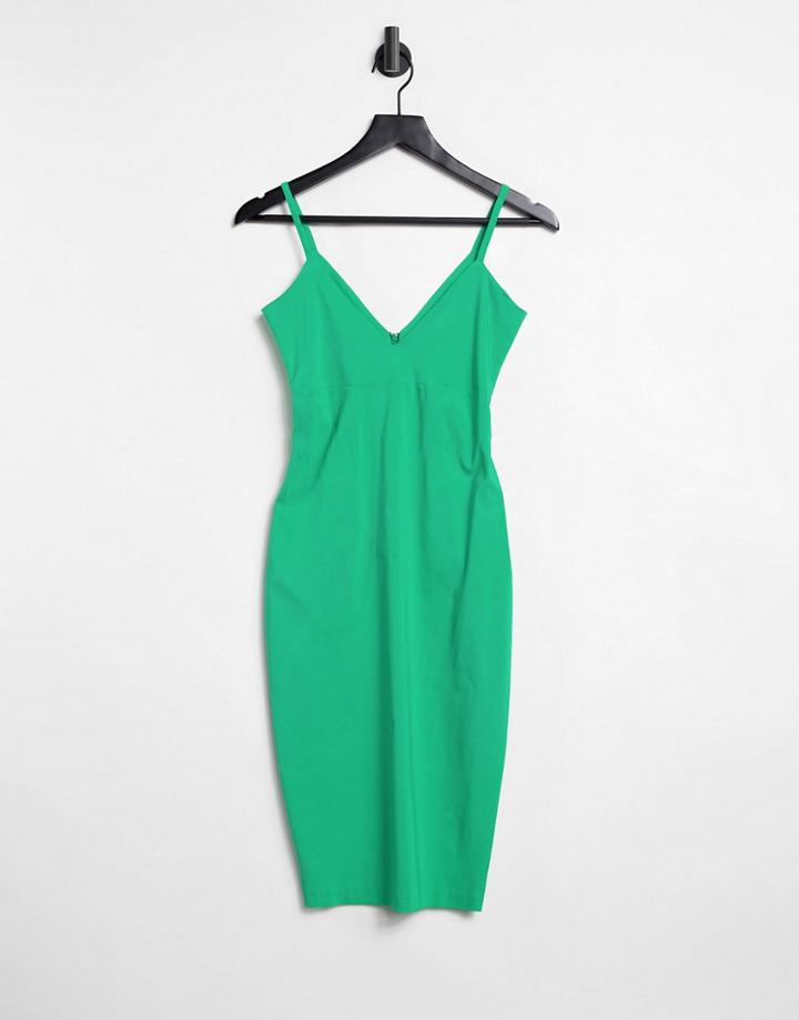 Vesper Body-conscious Strappy Midi Dress In Jade Green