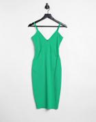 Vesper Body-conscious Strappy Midi Dress In Jade Green