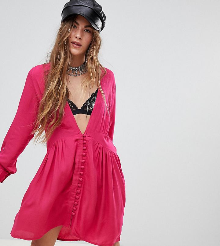 Sacred Hawk Button Front Dress - Pink