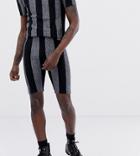Asos Design X Laquan Smith Glitter Stripe Shorts - Multi