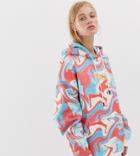 Crooked Tongues Oversized Hoodie In Marble Print - Multi