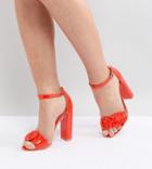Lost Ink Red Block Heeled Sandals - Red