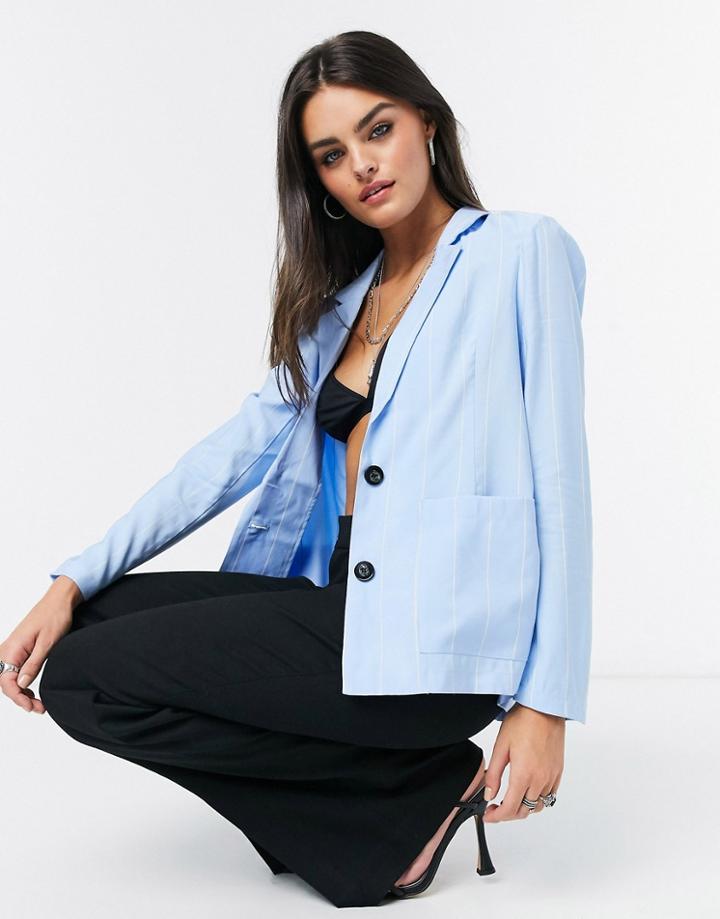 Vero Moda Blazer In Blue Stripe-blues