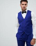 Asos Wedding Skinny Vest In Bright Blue - Blue