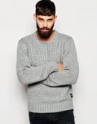 Only & Sons Chunky Textured Knitted Sweater - Medium Gray Melange