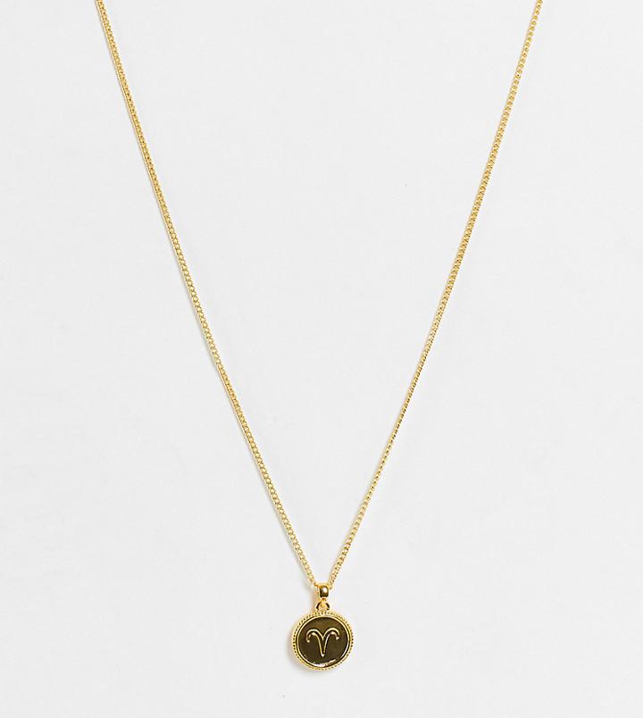 Asos Design 14k Gold Plated Necklace With Aries Pendant