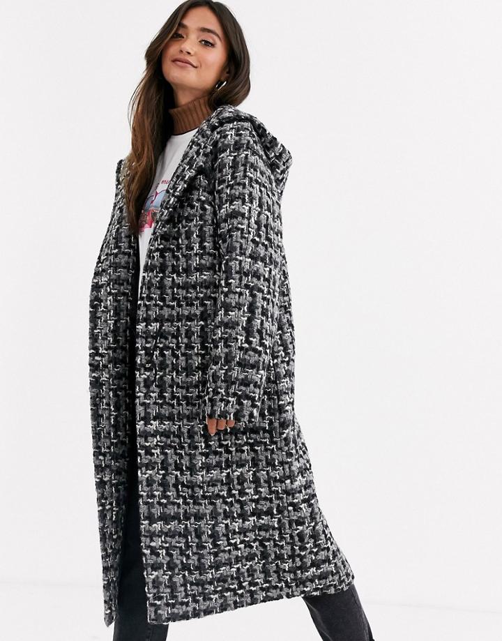 Asos Design Boucle Textured Parka In Black