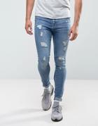 Brooklyn Supply Co Muscle Fit Jean Midwash Rip & Repair - Blue