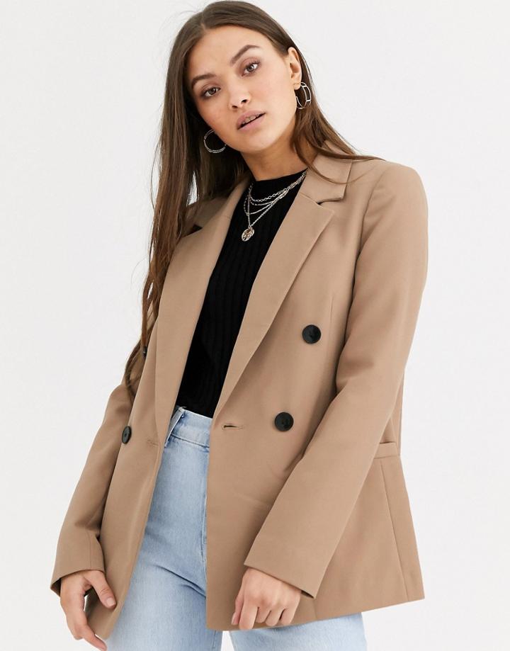 River Island Classic Blazer In Camel