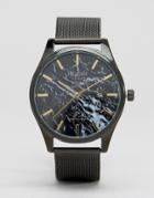 Reclaimed Vintage Marble Mesh Watch In Black - Black