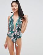 Missguided Tropical Swimsuit - Pink