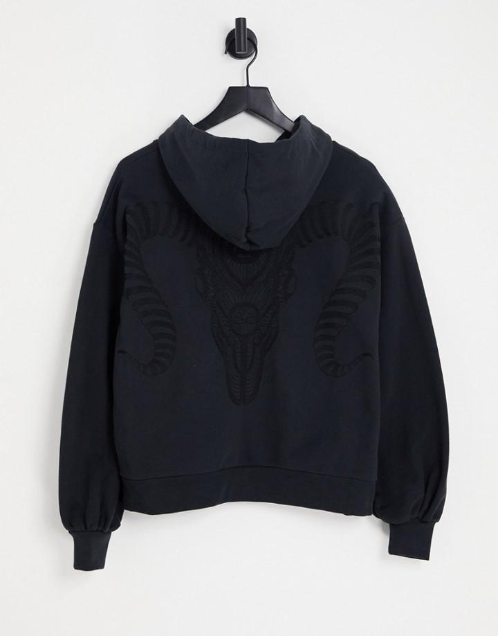 Allsaints Cornu Hoodie In Washed Black