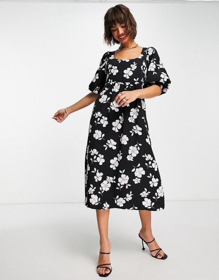 Fashion Union Scoop Neck Lace Back Midaxi Dress-multi