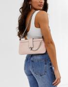 Asos Design 90s Shoulder Bag With Padlock Chain Detail-pink