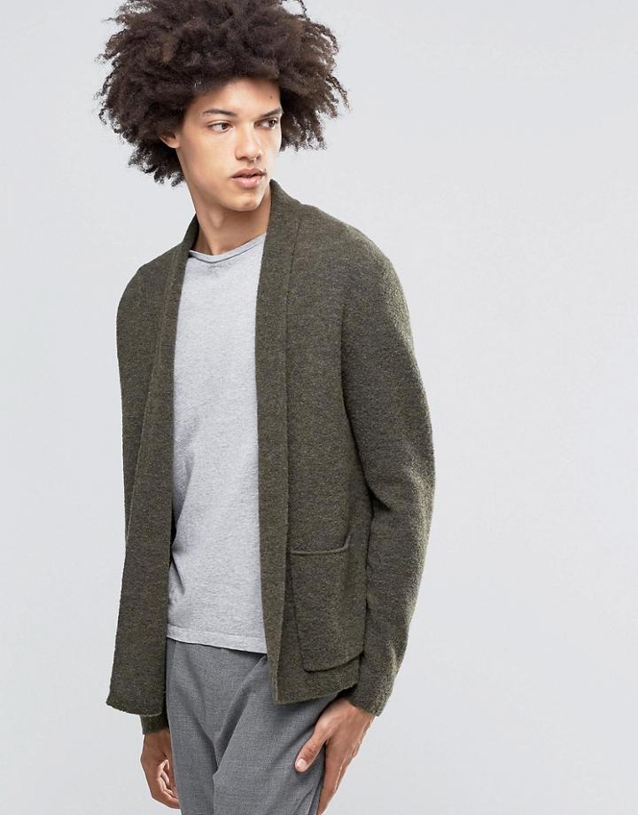 Weekday Jab Boiled Wool Cardigan - Green