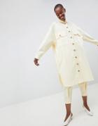 Asos White Oversized Co-ord Shirt In Twill - Yellow