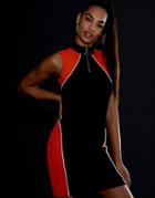 Asos Design Mini Ribbed Track Dress With Reflective Piping-black