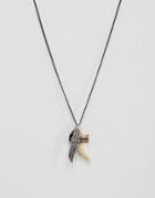 Asos Necklace With Tusk And Feather Pendant - Multi