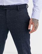 River Island Smart Pants In Navy Check