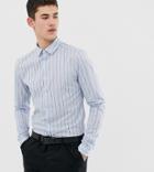 Asos Design Tall Skinny Stripe Shirt In Blue