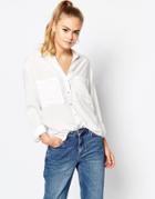 Daisy Street Relaxed Shirt With Pockets - White