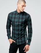 Only & Sons Button Down Check Shirt - Green