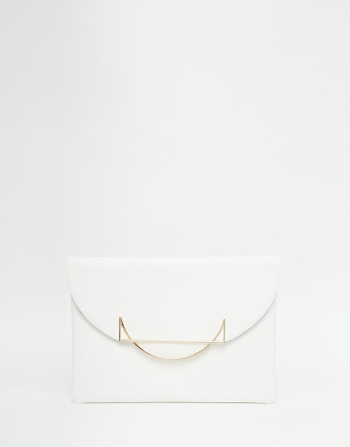 Asos Metal Trim Clutch Bag - White