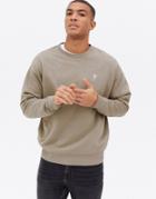 New Look Crew Neck Sweat With Rose Embroidery In Light Gray