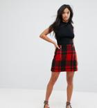 Asos Petite Plaid Check Mini Skirt With Double Zip Detail - Multi
